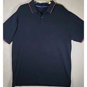 Foot Joy‎ 1/4 Button Polo Shirt Navy Blue w/ Pink Trim Mens Size XL Poly/Cotton